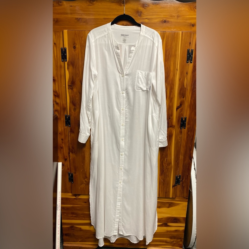 DKNY White Rayon Button-Front Shirt - Picture 2 of 9